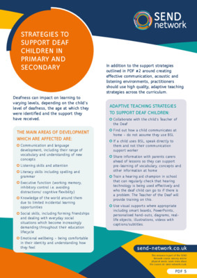 Strategies to support deaf children in primary and secondary