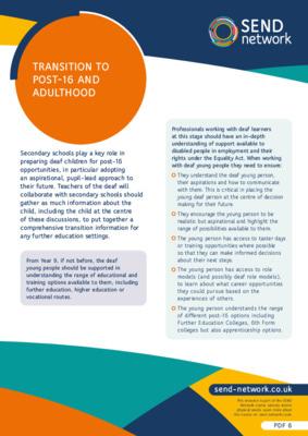 Supporting deaf young people transition to post-16 and adulthood 