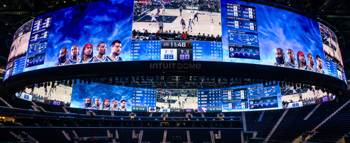 This Scoreboard Features an Acre's Worth of LED! The Halo Board at Intuit Dome