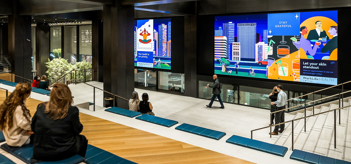 Midtown NYC Office Block Gets Fantastic Digital Makeover In Common Spaces