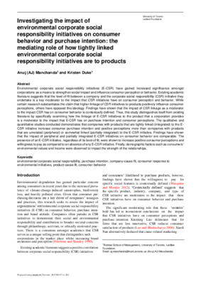  Investigating the impact of E-CSR on Consumer Behavior and Purchase Intention Paper