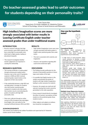 Reserach Poster - The Winning Personality: Do teacher-assessed grades lead to unfair outcomes for students depending on their personality traits?