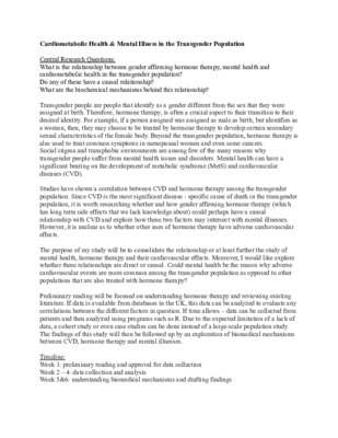 Cardiometabolic Health & Mental Illness in the Transgender Population 