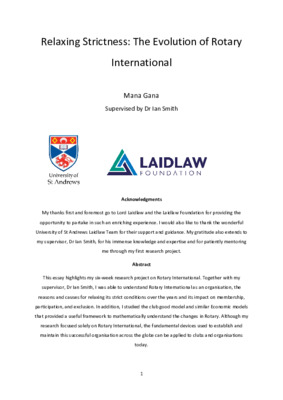 Research Essay - Relaxing Strictness: The Evolution of Rotary International