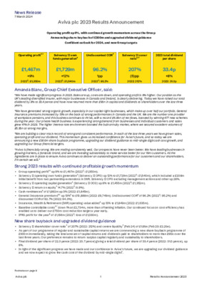 Aviva plc 2023 Results Announcement