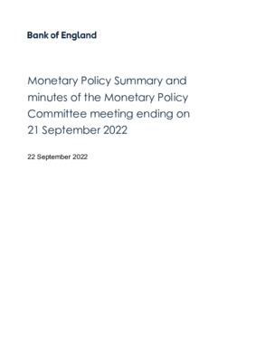 Monetary Policy Summary and minutes of the Monetary Policy Committee meeting ending on 21 September 2022