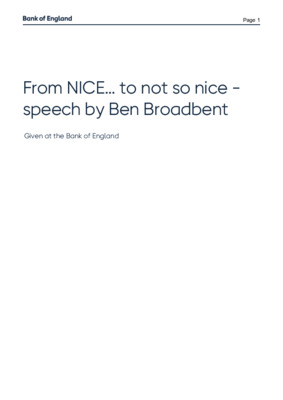From NICE… to not so nice - speech by Ben Broadbent