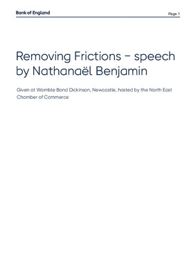Removing Frictions − speech by Nathanaël Benjamin