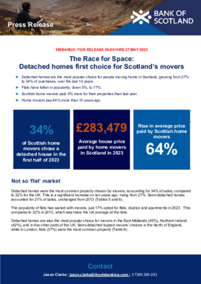 The Race for Space: Detached homes first choice for Scotland’s movers