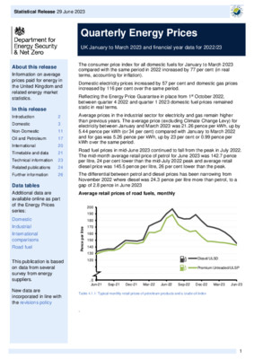 Quarterly Energy Prices - June 2023