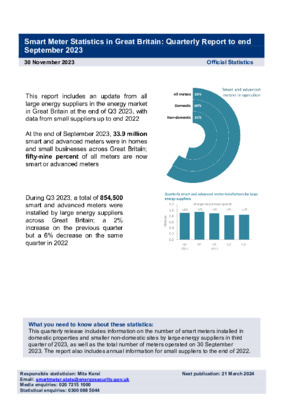 Smart Meter Statistics in Great Britain: Quarterly Report to end September 2023