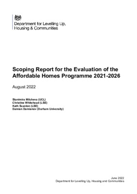 Affordable Homes Programme 2021-2026: evaluation scoping report