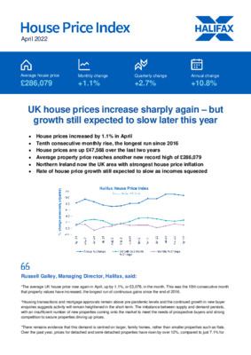Halifax House Price Index - April 2022
