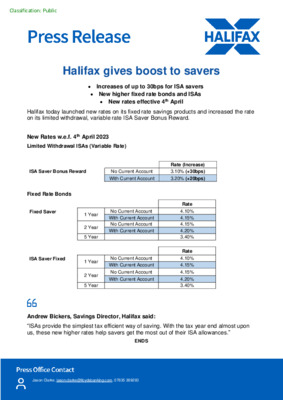 Halifax gives boost to savers