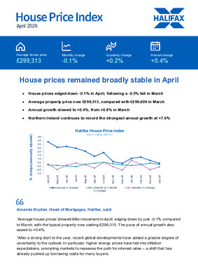House prices remained broadly stable in April