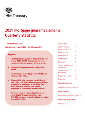 2021 mortgage guarantee scheme Quarterly Statistics: 19 April to 30 June 2022