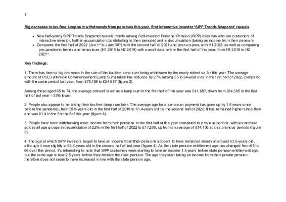 Big decrease in tax-free lump sum withdrawals from pensions this year, first interactive investor ‘SIPP Trends Snapshot’ reveals