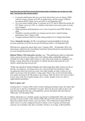 interactive investor Q3 Private Investor Performance Index