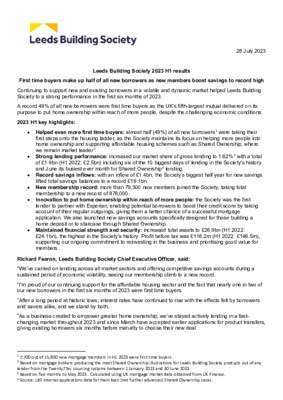 Leeds Building Society 2023 H1 results