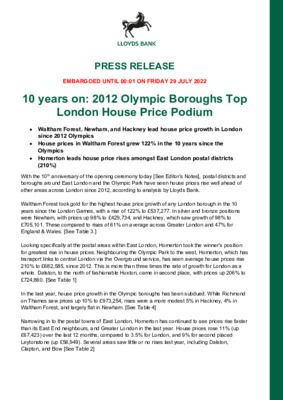 10 years on: 2012 Olympic boroughs top London house price podium