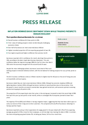 Inflation worries drive sentiment down while trading prospects remain resilient