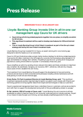 Lloyds Banking Group invests £4m in all-in-one car management app Caura for UK drivers