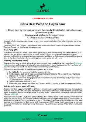 Free heat pump offer from Lloyds Bank