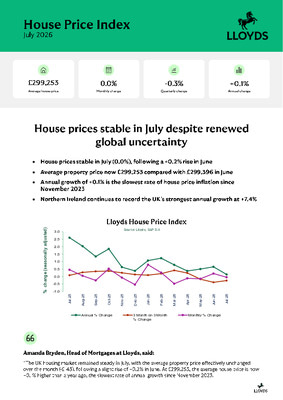 House prices stable in July despite renewed global uncertainty