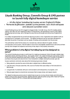 Lloyds Banking Group, Connells Group & LMS partner to launch fully digital homebuyer service