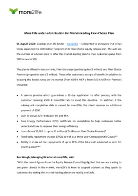 More2life widens distribution for Market-leading Flexi-Choice Plan