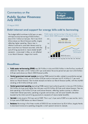 Commentary on the public sector finances – July 2022