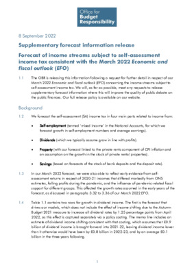 Supplementary forecast information release