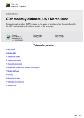 GDP monthly estimate, UK  March 2022