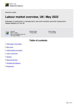 Labour market overview, UK May 2022