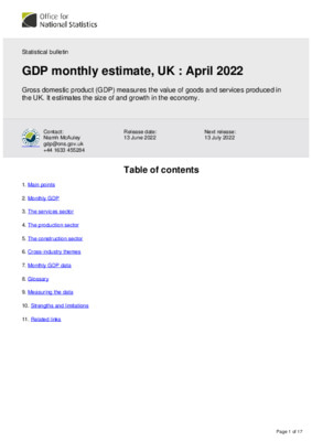 GDP monthly estimate, UK  April 2022