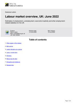 Labour market overview, UK June 2022