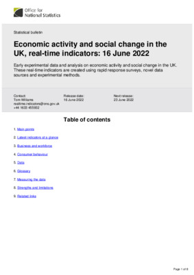 Economic activity and social change in the UK, real-time indicators