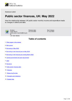 Public sector finances, UK May 2022
