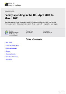 Family spending in the UK April 2020 to March 2021