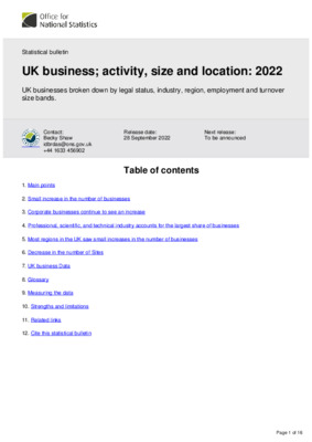 UK business; activity, size and location 2022