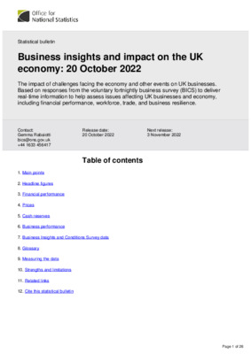 Business insights and impact on the UK economy: 20 October 2022
