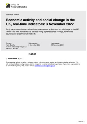 Economic activity and social change in the UK, real-time indicators 3 November 2022