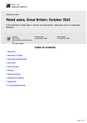 Retail sales, Great Britain October 2022