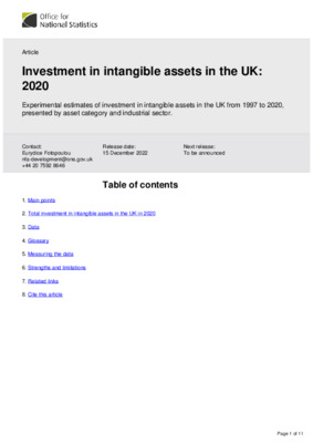 Investment in intangible assets in the UK: 2020