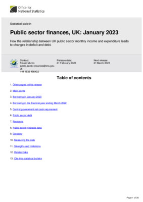 Public sector finances, UK: January 2023