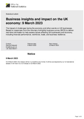 Business insights and impact on the UK economy: 9 March 2023