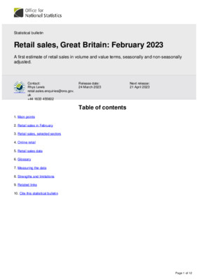 Retail sales, Great Britain: February 2023