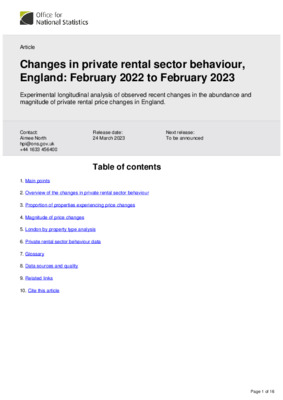 Changes in private rental sector behaviour, England: February 2022 to February 2023