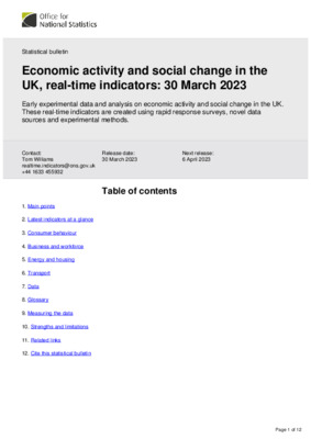 Economic activity and social change in the UK, real-time indicators: 30 March 2023