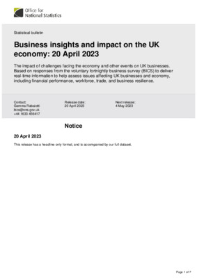 Business insights and impact on the UK economy: 20 April 2023